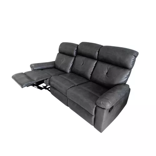Happy Home Happyhome Polstergarnitur 3tlg. mit 5 Relaxfunktionen HSP95-DGR dunkelgrau Lederoptik