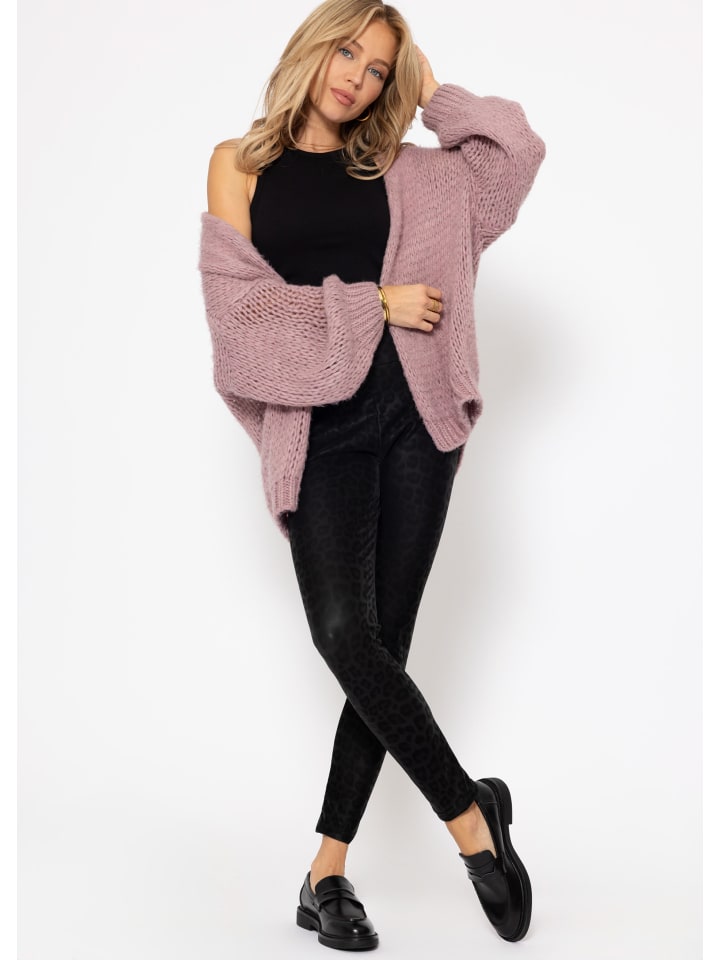 SASSYCLASSY Oversize Strick-Cardigan in Altrosa günstig kaufen