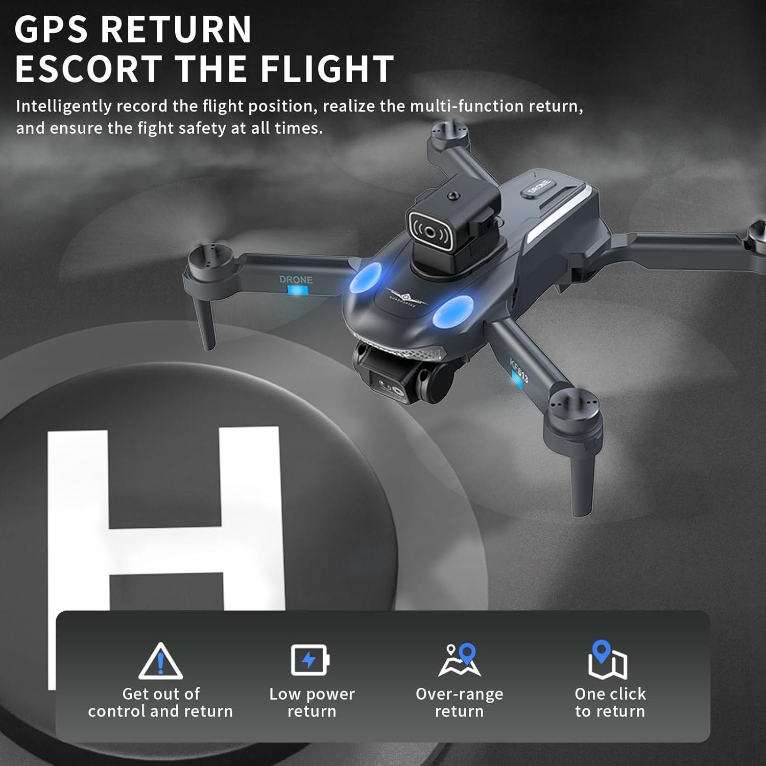 OBEST Drohne mit Einstellbarer Kamera Faltbar RC Quadrocopter GPS Drohne (4K HD, mit 360° Hindernisvermeidung, Follow-Me Drone für Anfänger Erwachsener)