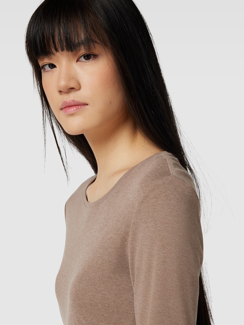 Longsleeve mit Rundhalsausschnitt in taupe meliert