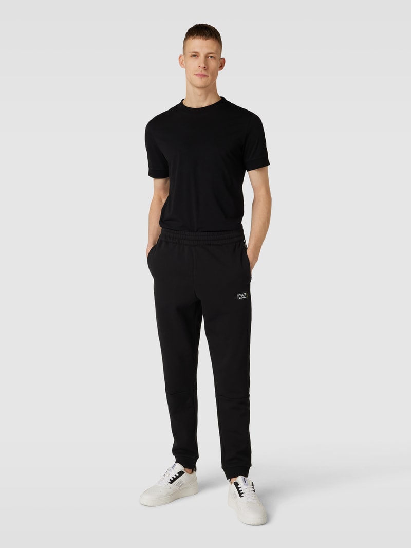 Sweatpants mit Label-Print in schwarz