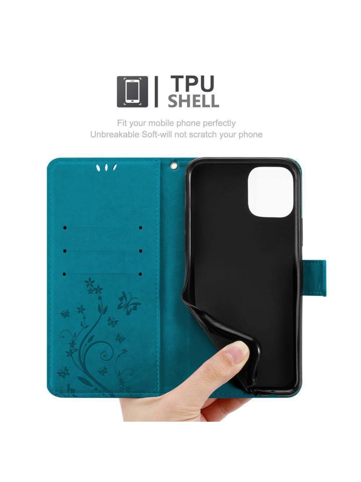 cadorabo Hülle für Apple iPhone 11 PRO MAX Blumen Design in FLORAL BLAU günstig kaufen onesize