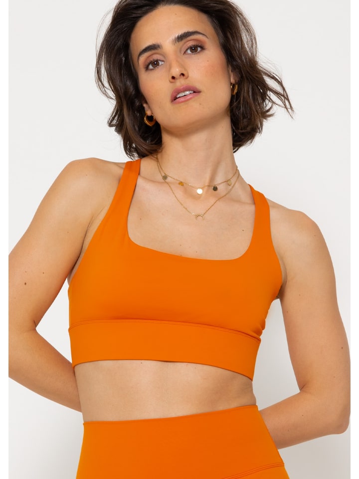 SASSYCLASSY Crop Sport-BH mit Kreuz Rücken in Orange günstig kaufen