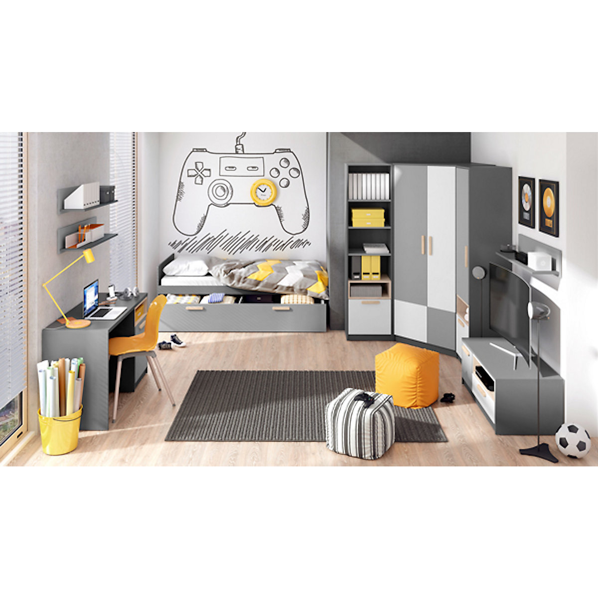 Jugendzimmer-Set Pok Kinderzimmer-Set 9-tlg