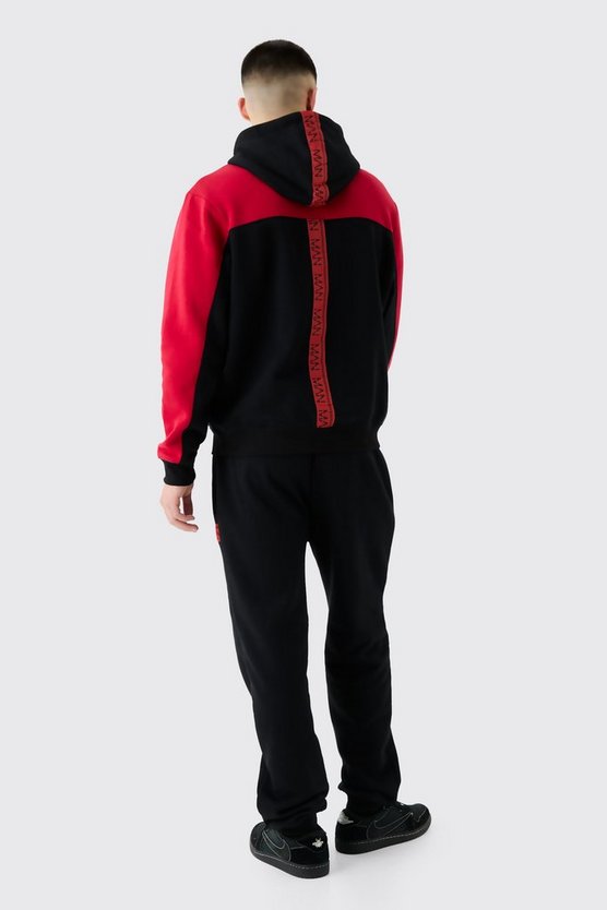 Man Official Tape Back Colour Block Hoodie