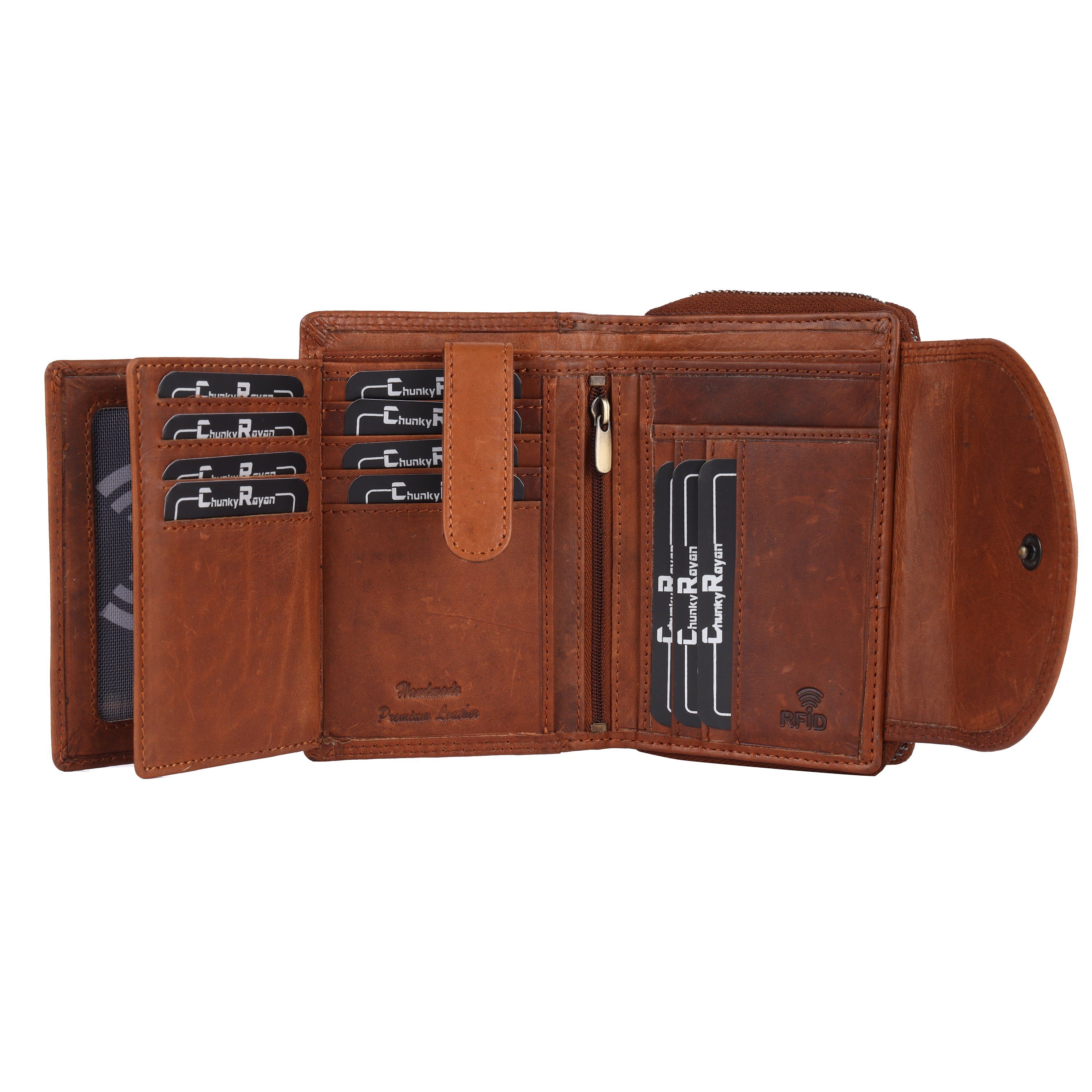 Chunkyrayan Geldbörse Chunkyrayan Echtleder Damen Geldbörse Hochwertig Vintage RFID Schutz