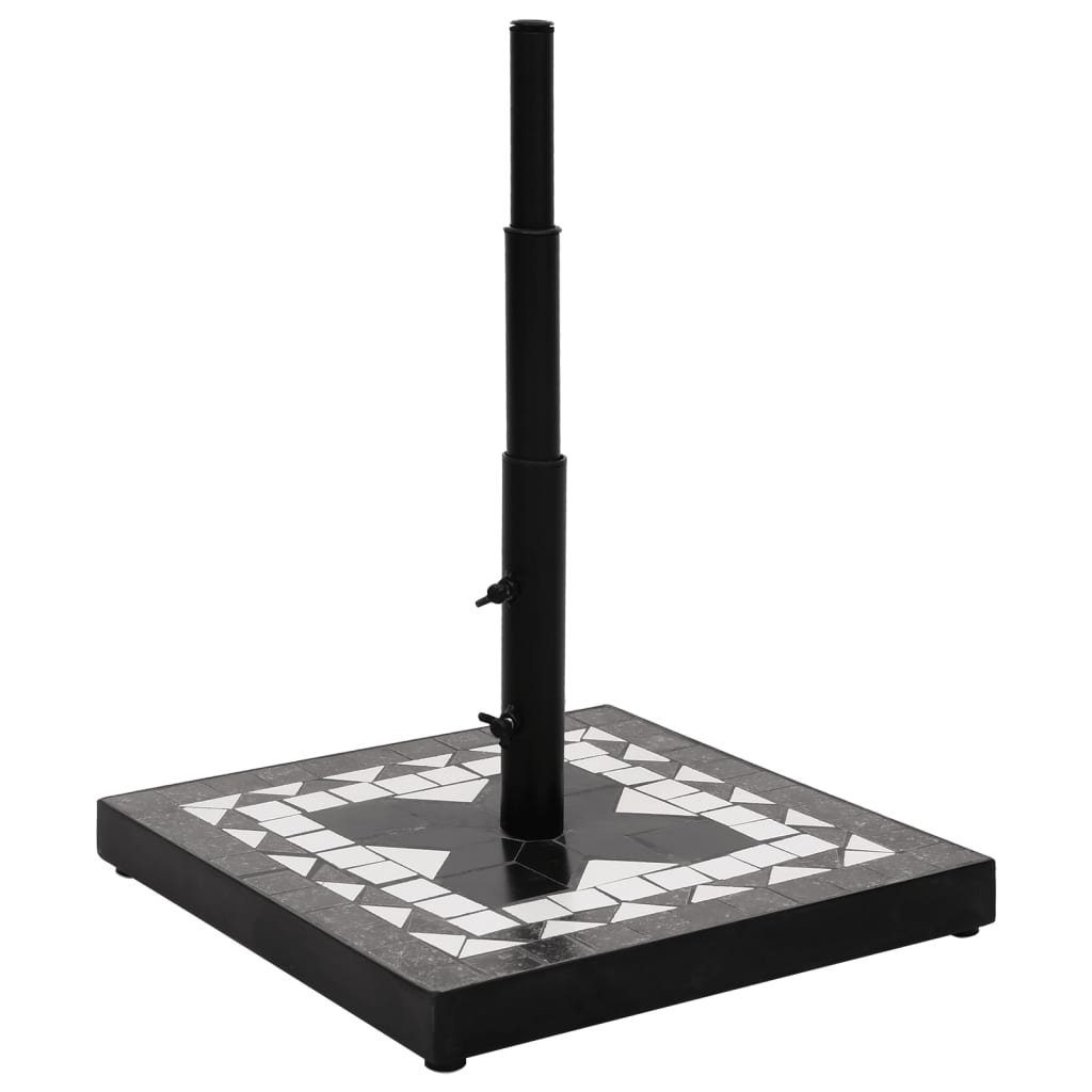 vidaXL Schirmhalter Sonnenschirmständer Schwarz und Weiß Quadratisch 12 kg Schirmfuß