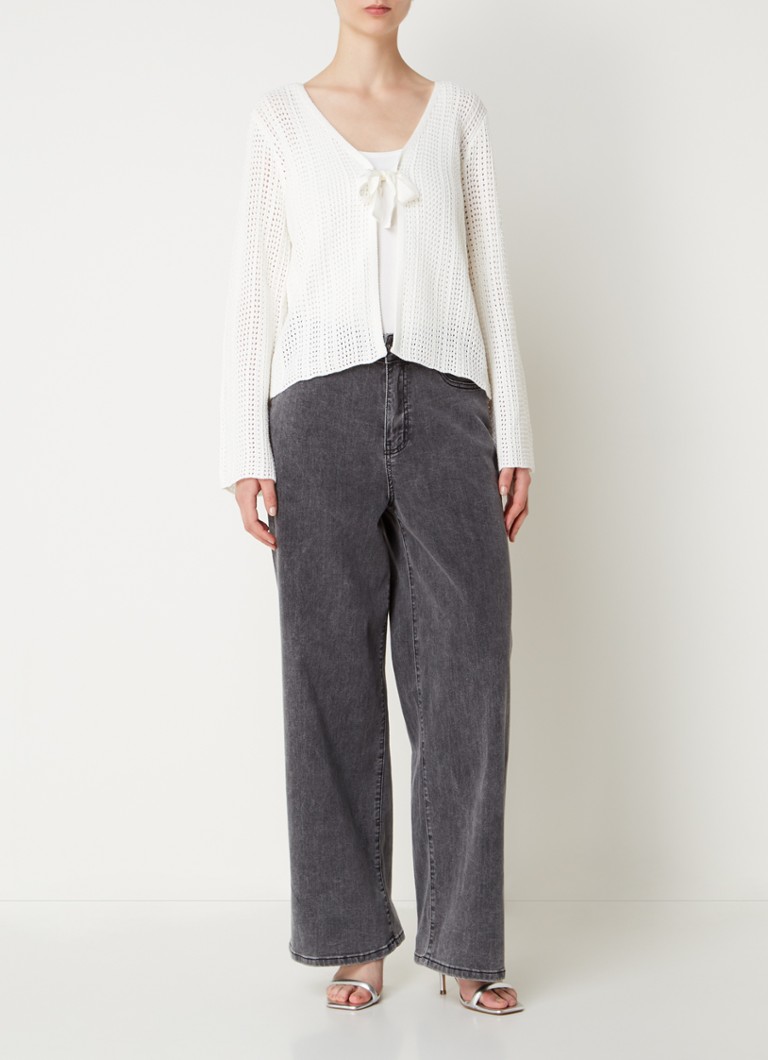 Cardigan gros Bates din tricot negru neo cu model ajurat