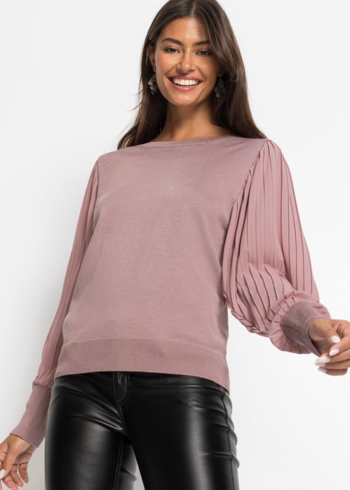 Pullover mit plissierten Ärmeln
