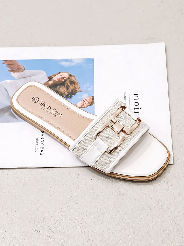 Sixth Sens Pantoletten in Weiß/ Creme günstig kaufen