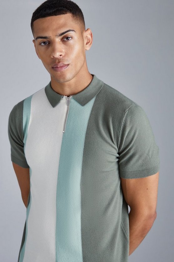 Kurzärmliges Colorblock Poloshirt