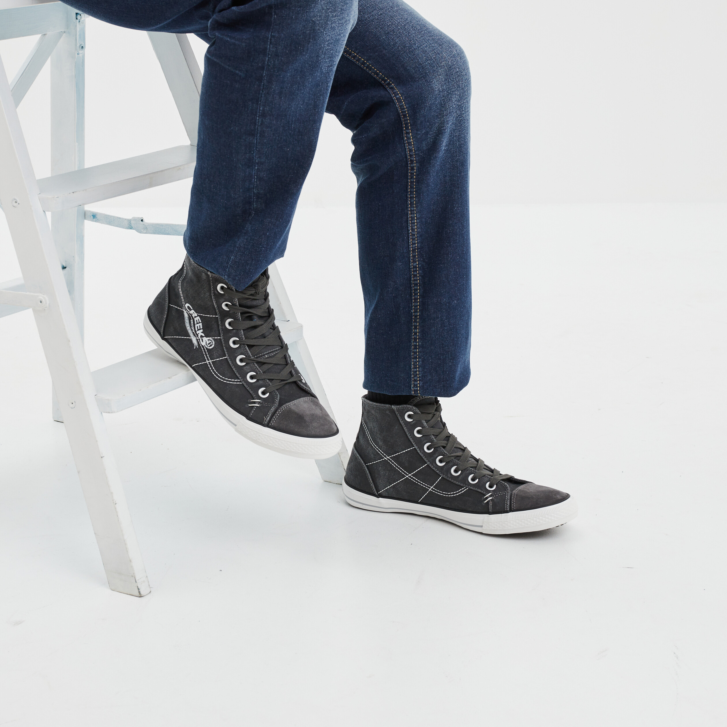 Baskets montantes à lacets Creeks Kino gris homme | La Halle