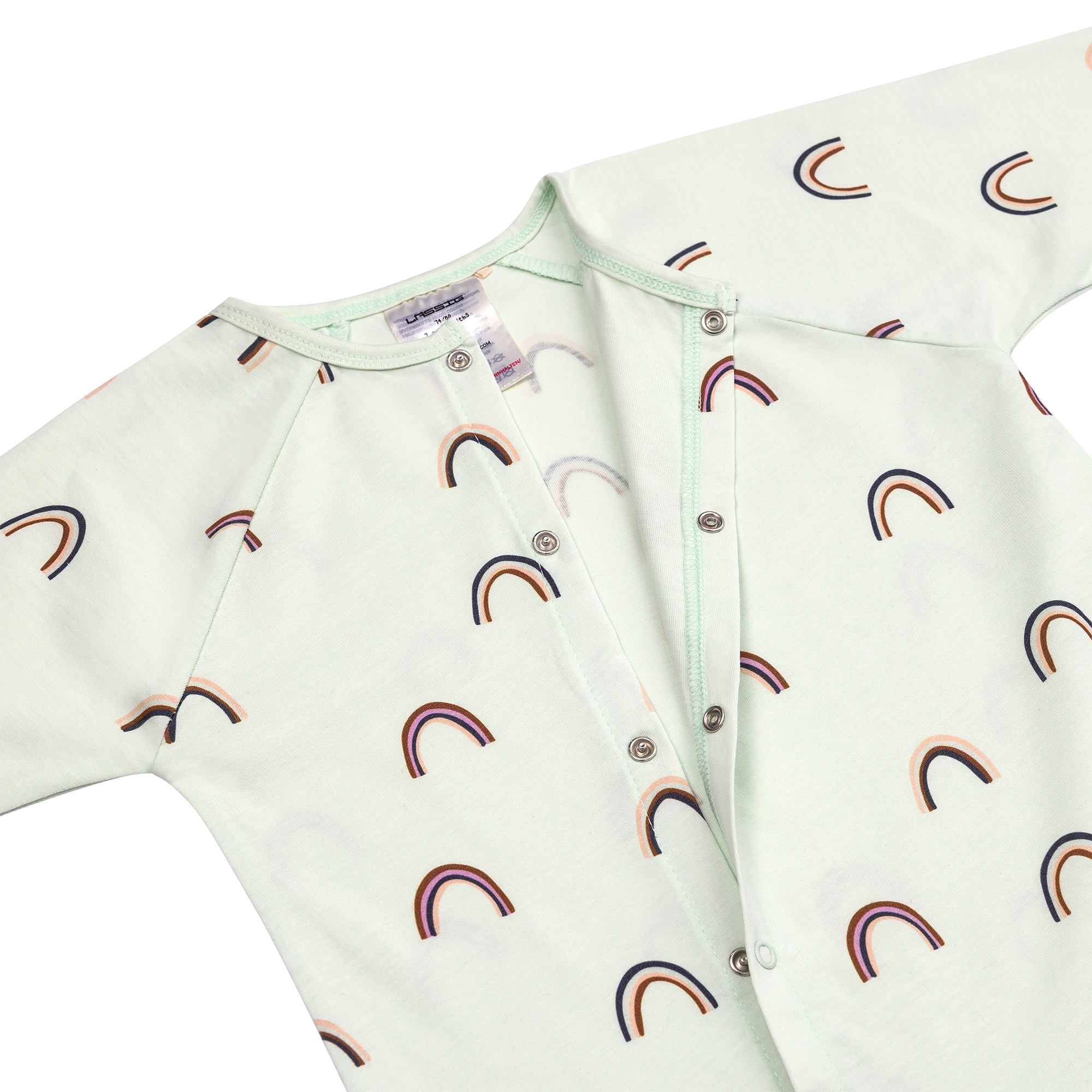 Baby Schlafoverall - Bio Baumwolle, Regenbogen, Mint