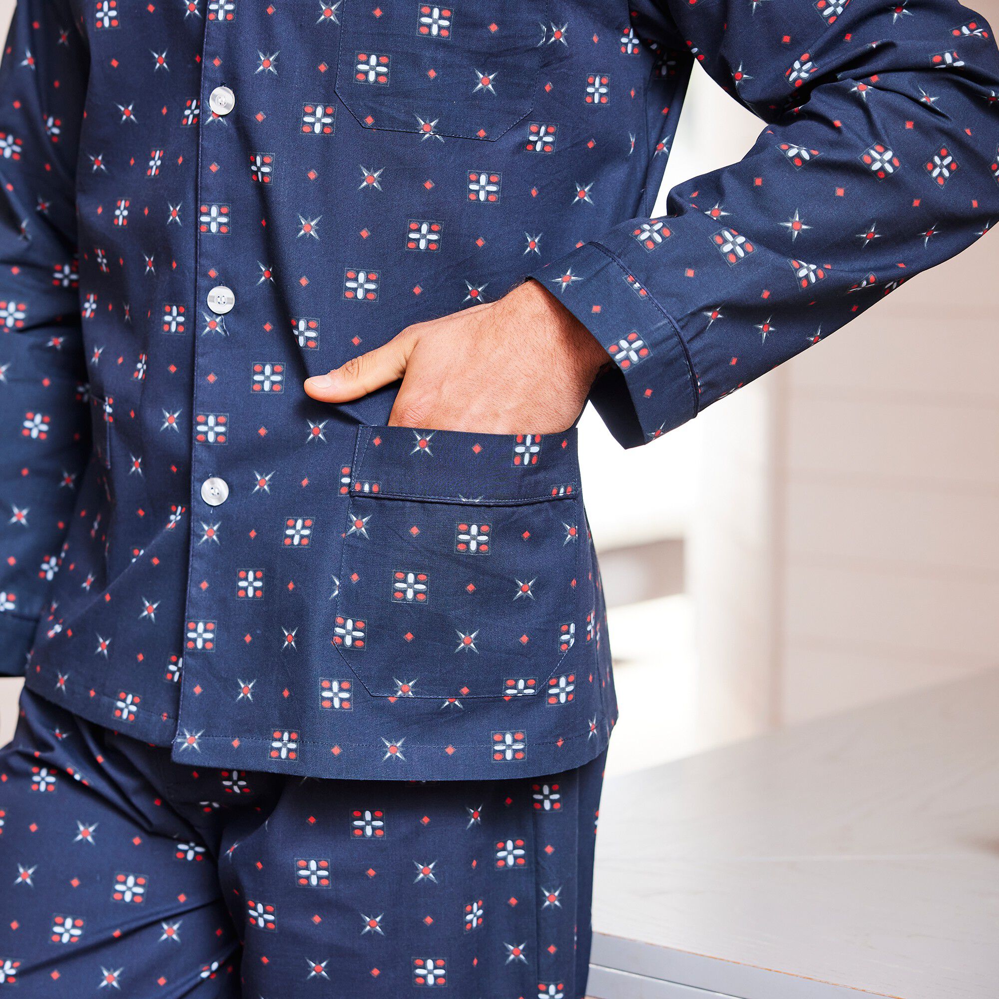 Pyjama imprimé popeline polyester/coton