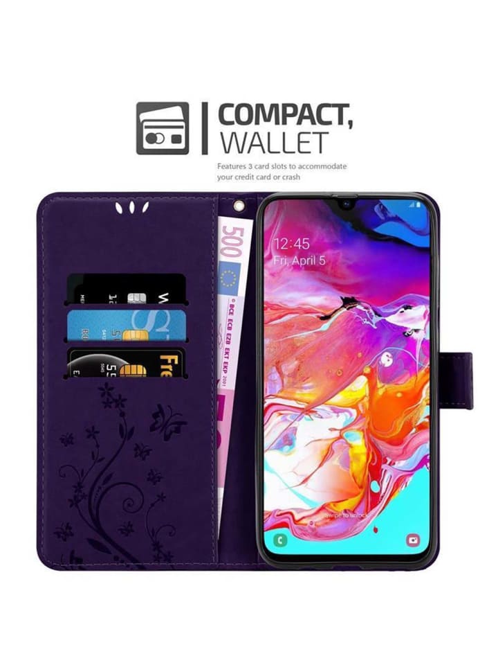 cadorabo Hülle für Samsung Galaxy A70 / A70s Blumen Design in FLORAL DUNKEL LILA günstig kaufen onesize