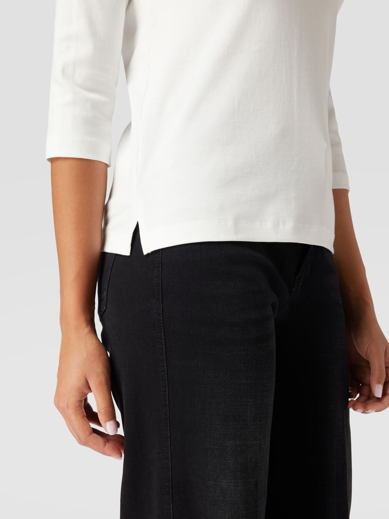 T-Shirt mit 3/4-Arm und dekorativen Knöpfen in offwhite