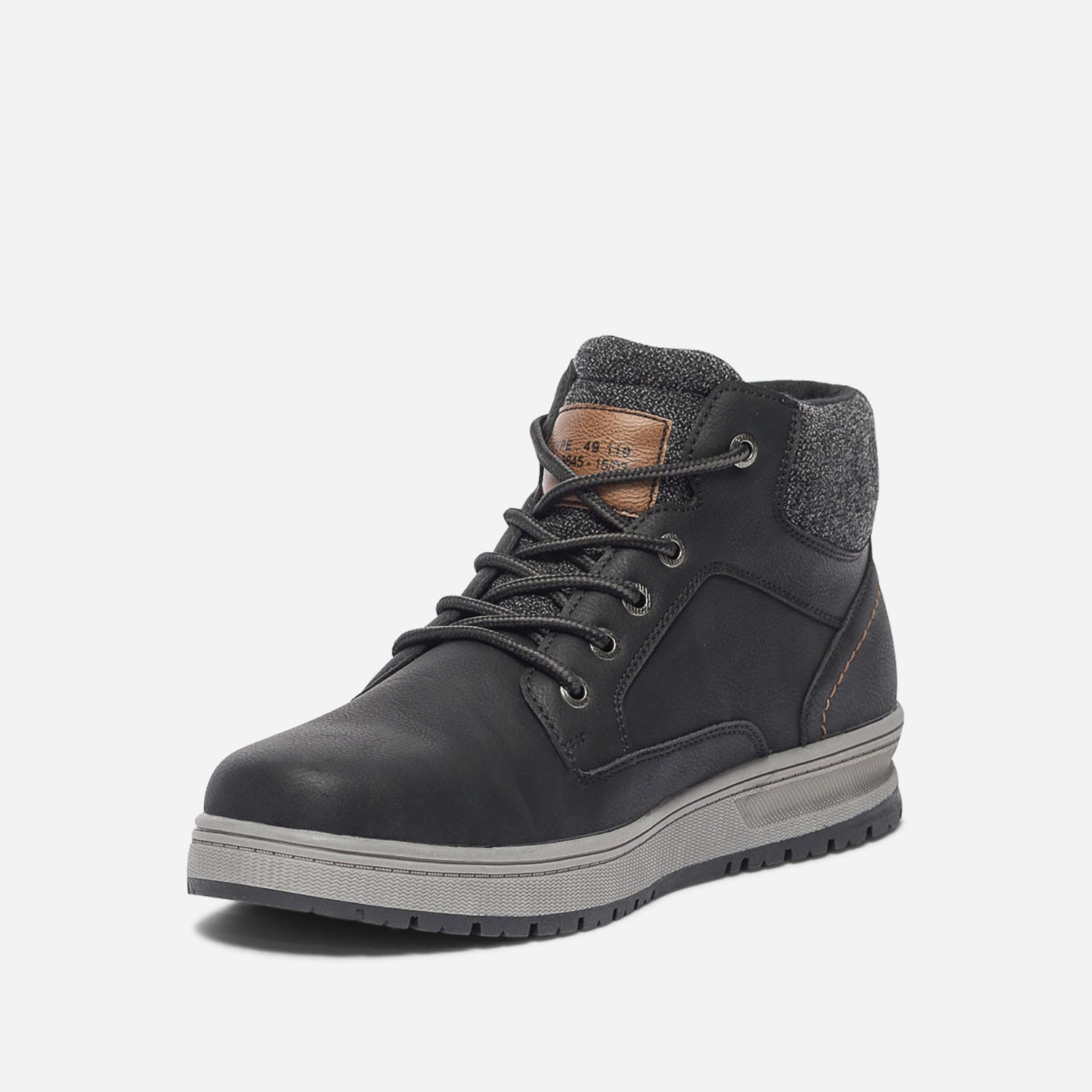 Boots à lacet noir avec col textile