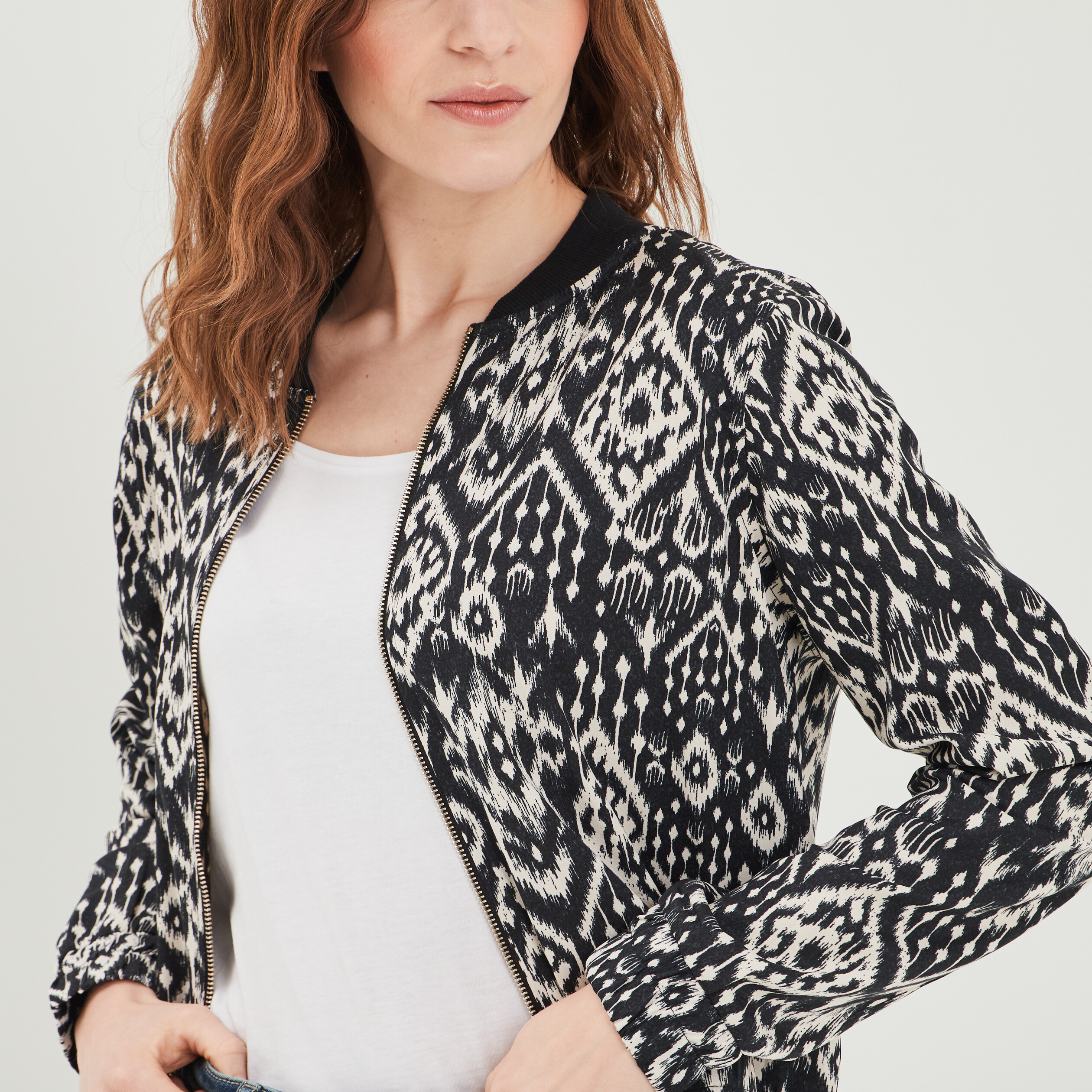 Veste style bomber droite Liberto noir femme | La Halle