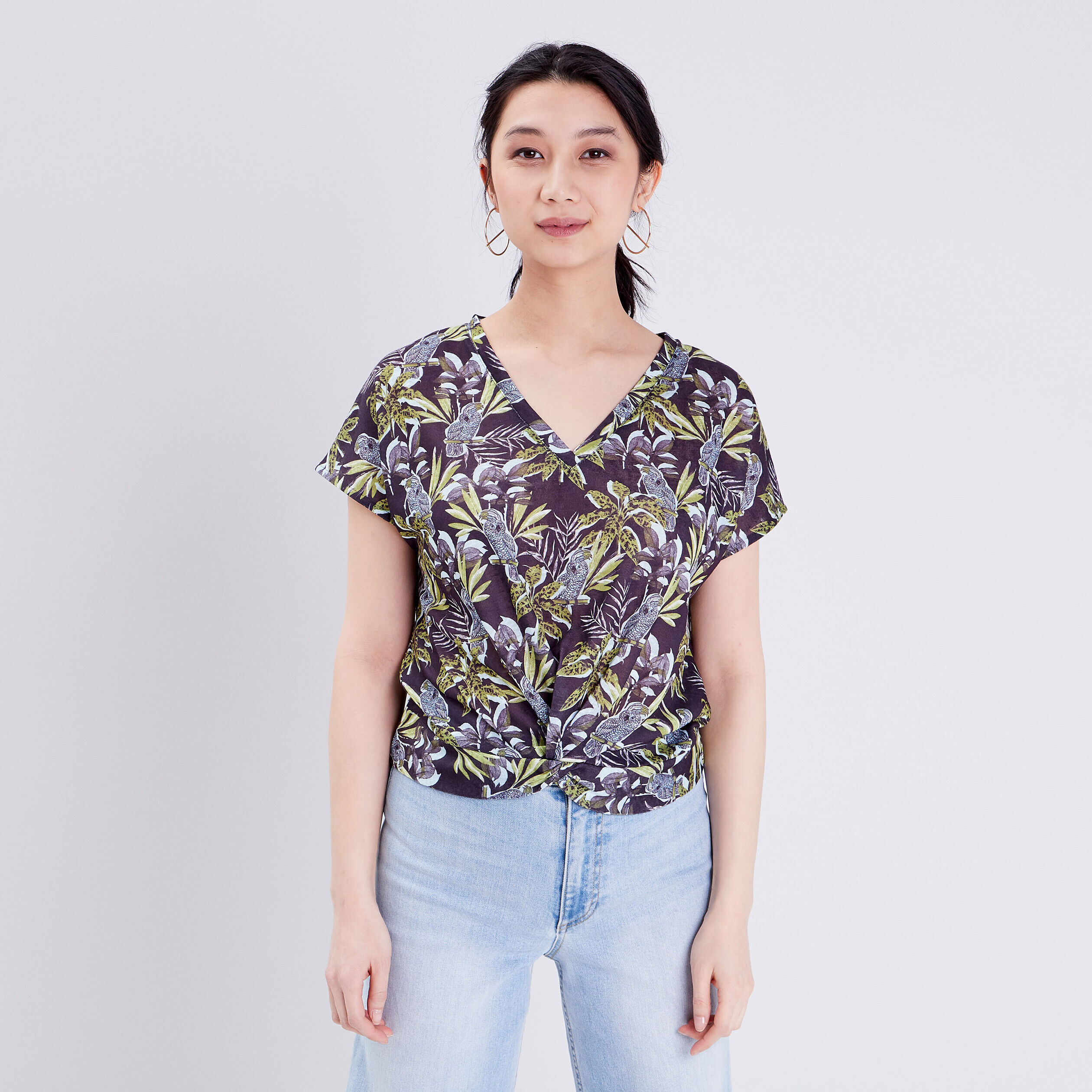 T-shirt manches courtes noir femme | Cache Cache