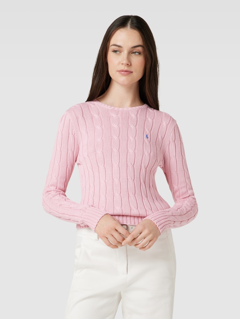 Strickpullover mit Zopfmuster Modell 'JULIANNA' in pink