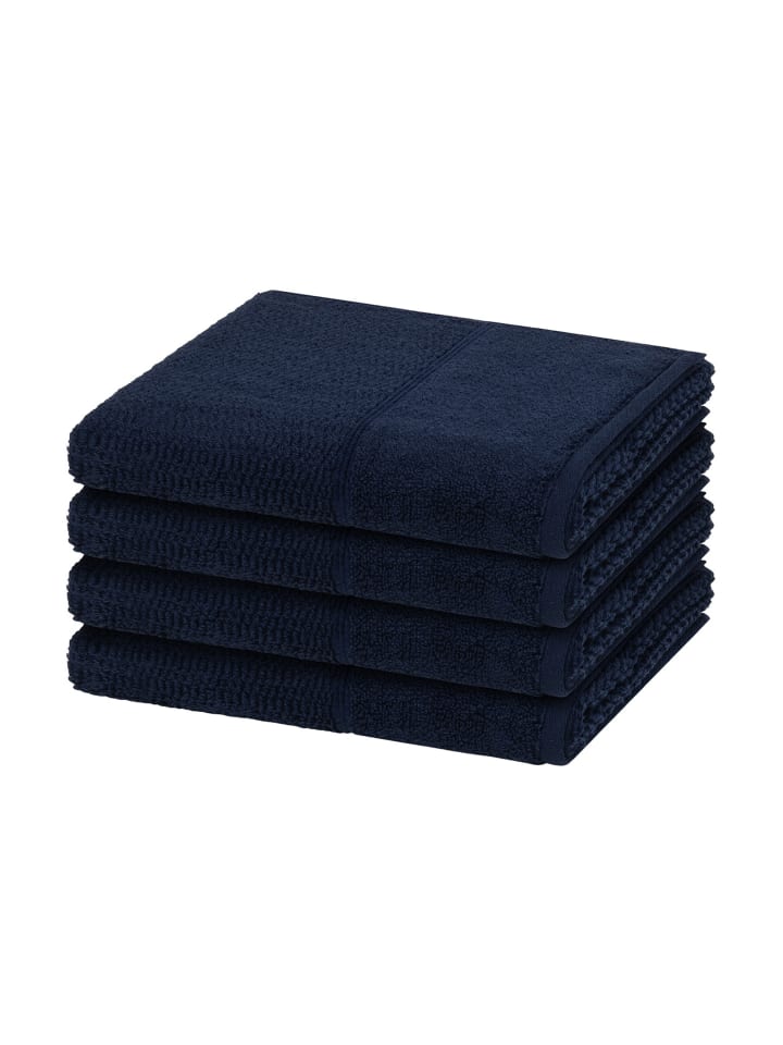 Möve for Frottana 4 X Handtuch im Set Pearl in Deep Sea günstig kaufen 50 x 100 cm