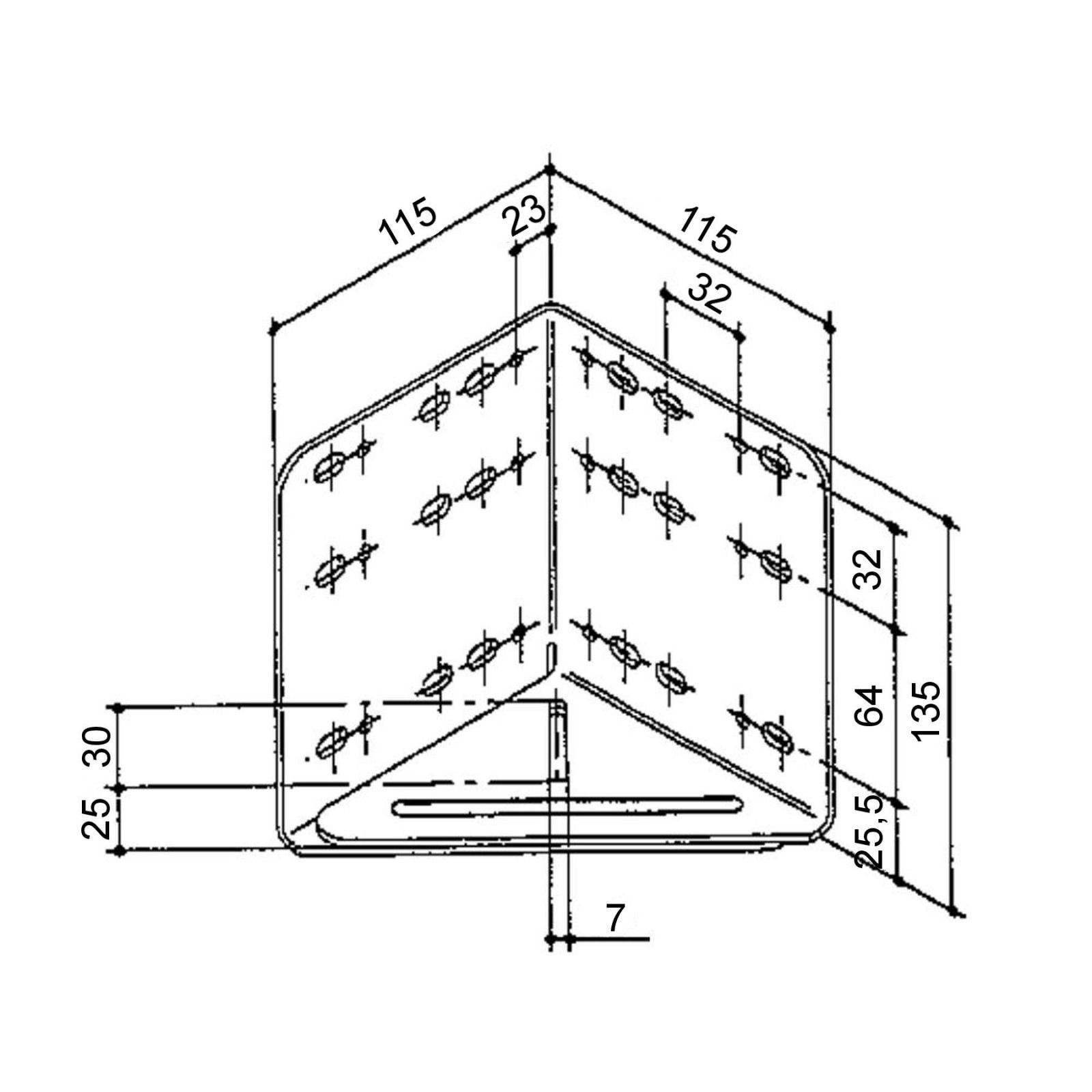 SO-TECH® Winkelbeschlag Bettwinkel Eckverbinder (sehr stabile Bettbeschlag-Ausführung) (4 St), verzinkt, 4 Stück