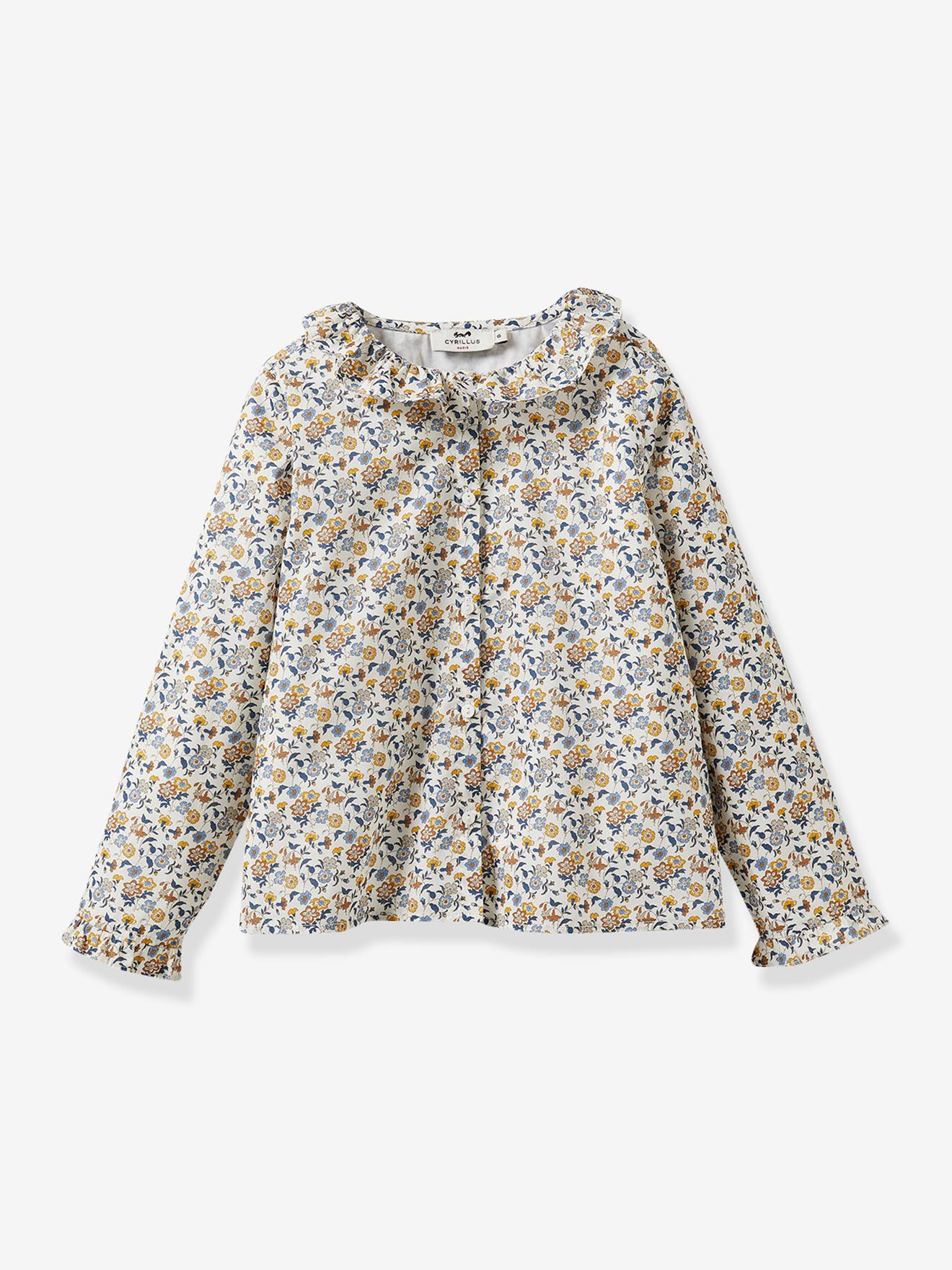 Chemise fille en tissu Liberty® Aisha CYRILLUS bleu imprimé