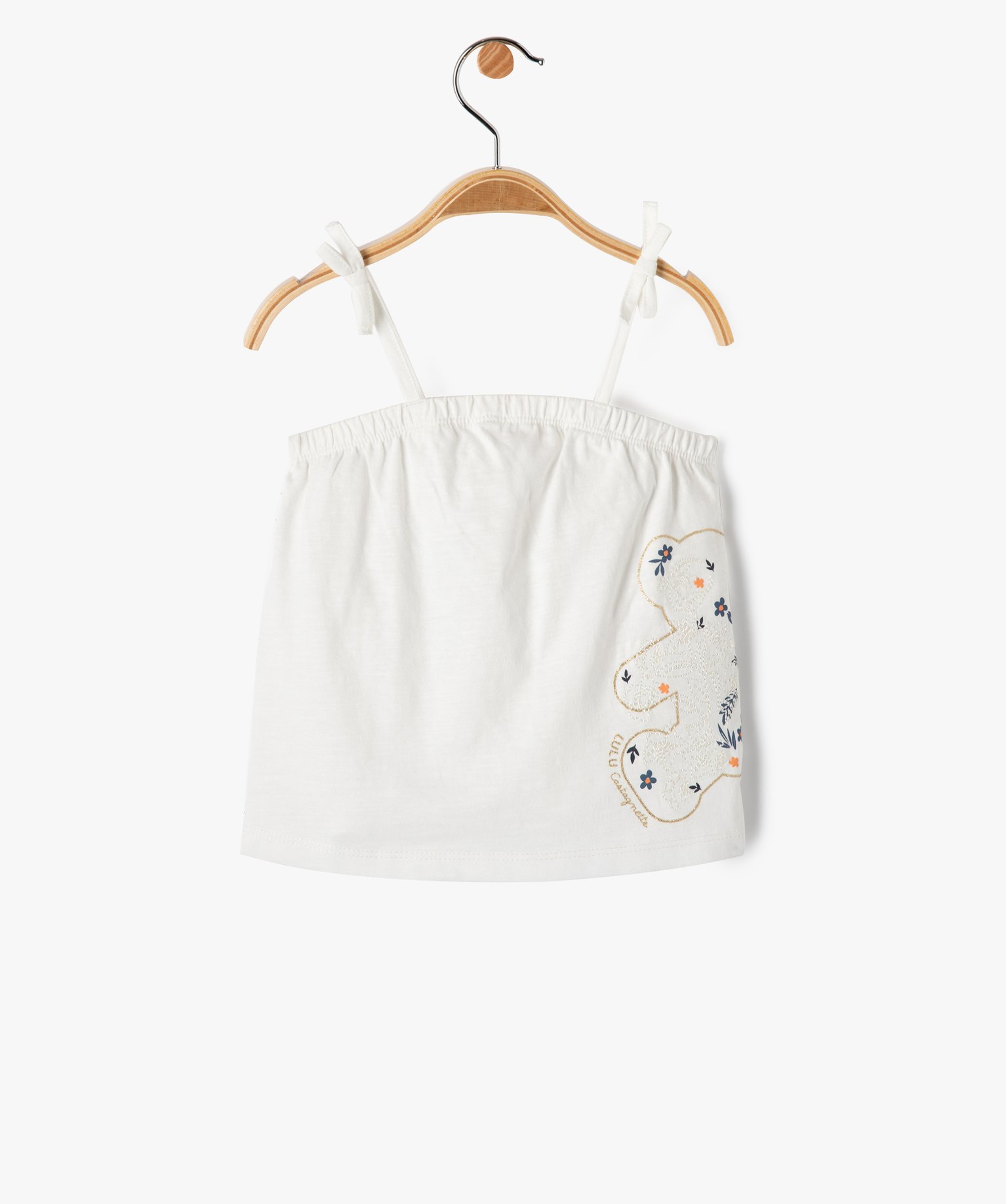 Débardeur bébé fille à fines bretelles et broderie - Lul... beige | GEMO