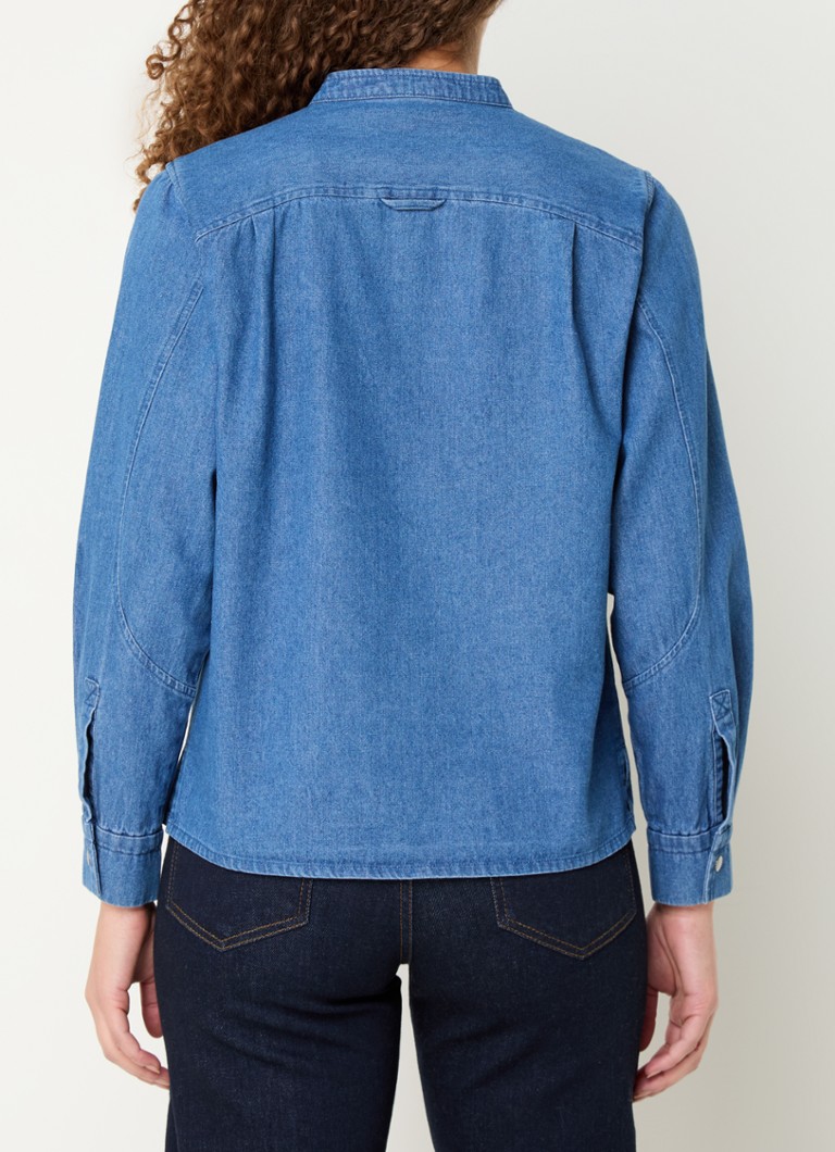 Whistles Pintuck -chambray-pusero pyöreällä pääntiellä