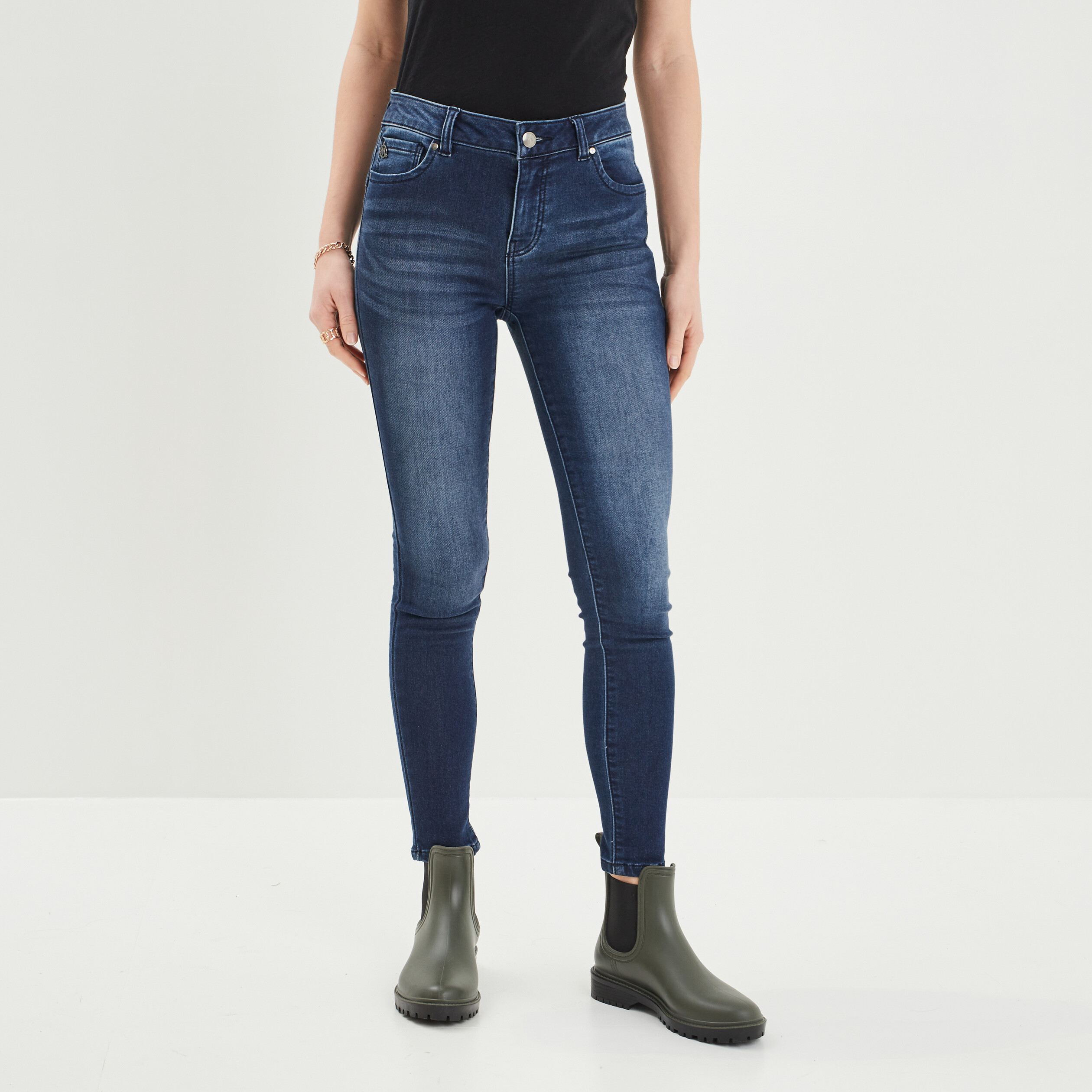 Jeans skinny push-up denim brut femme | La Halle