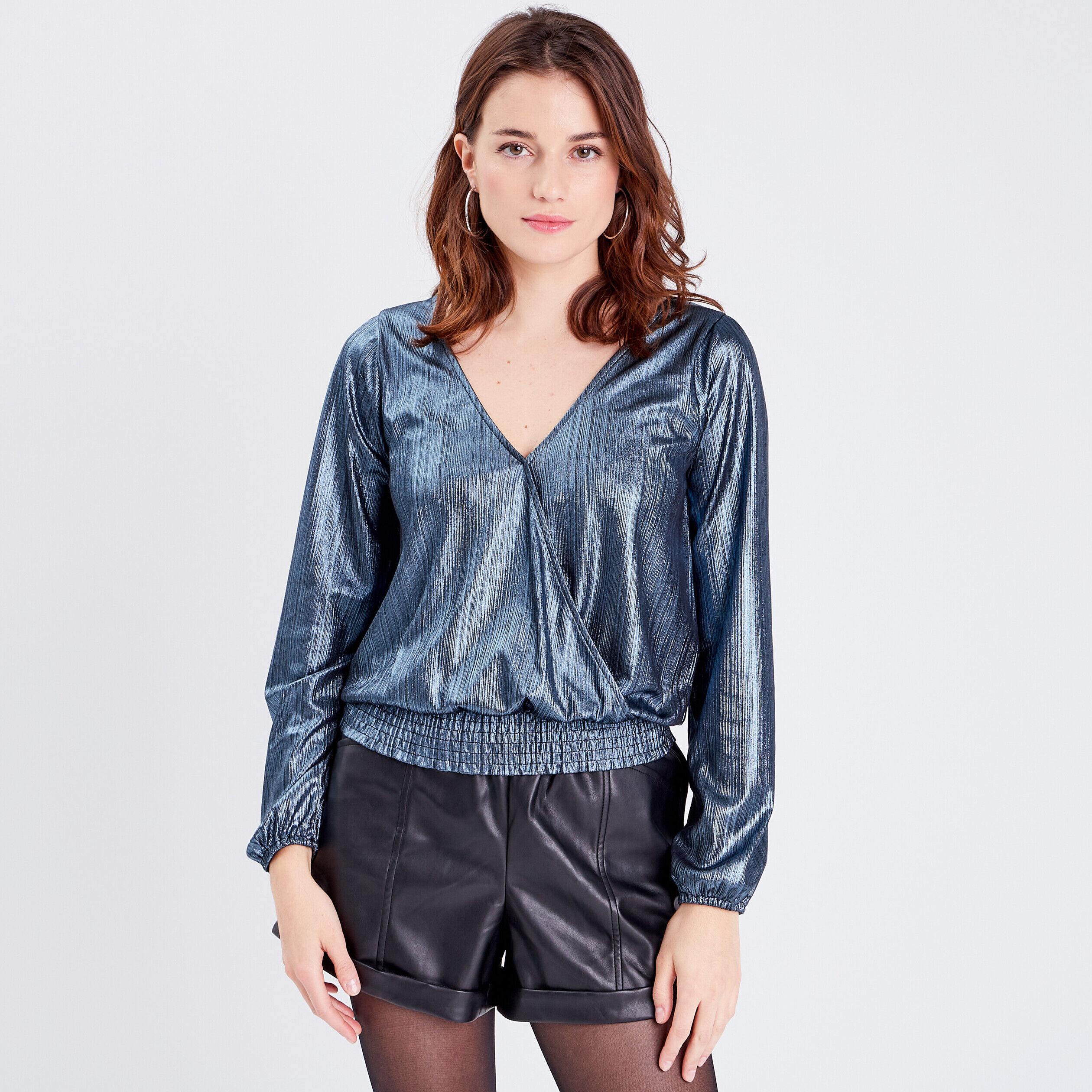 Blouse manches longues gris clair femme | Cache Cache