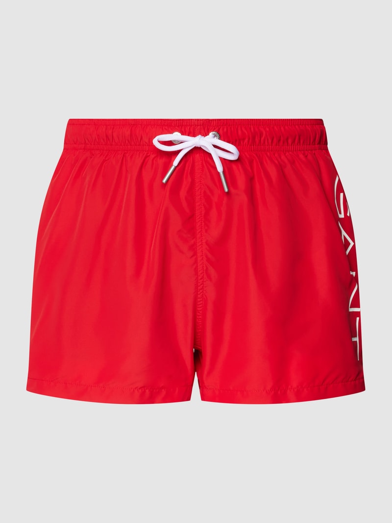 Badehose mit Logo-Print in rot