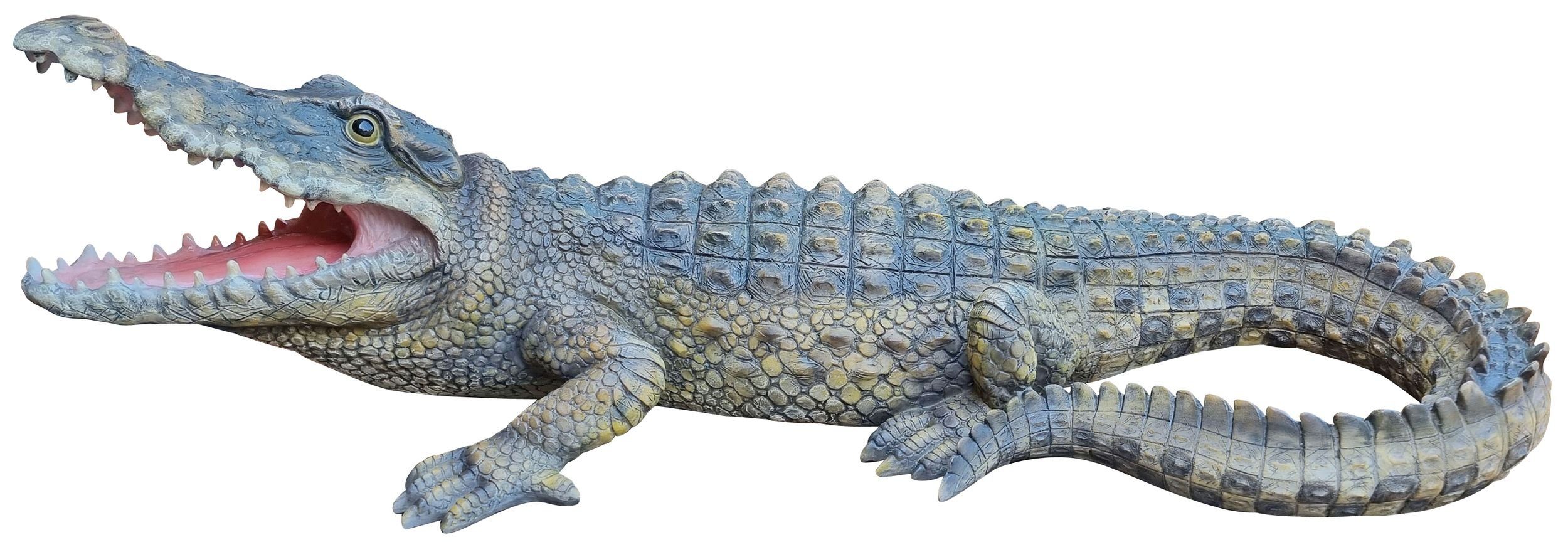 Fachhandel Plus Gartenfigur Krokodil Ansgar, (1 St), lebensechte Garten-Dekofigur