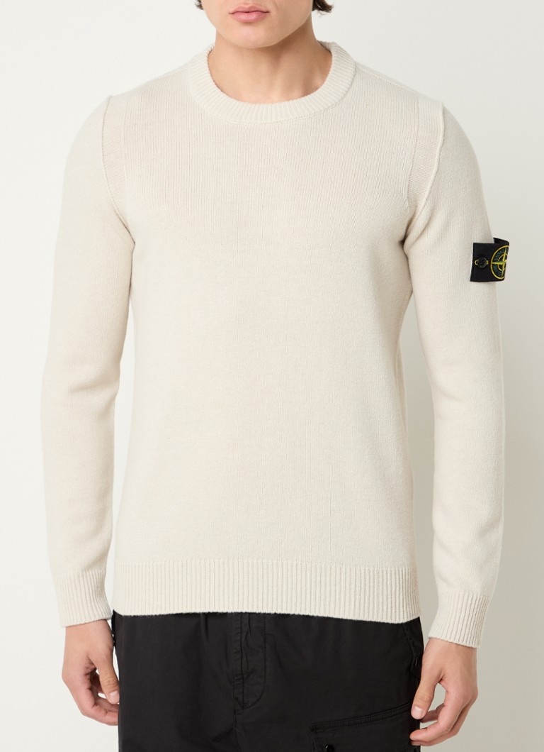 Stone Island 508A3 wool blend fine knit sweater with logo
