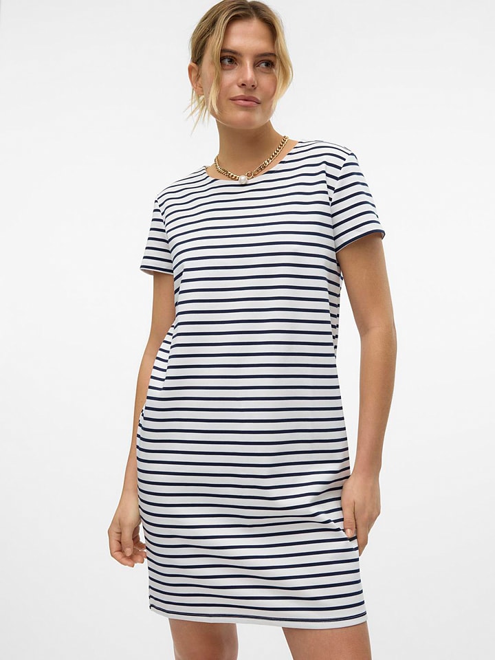 Vero Moda Kleid in Dunkelblau/ Weiß günstig kaufen