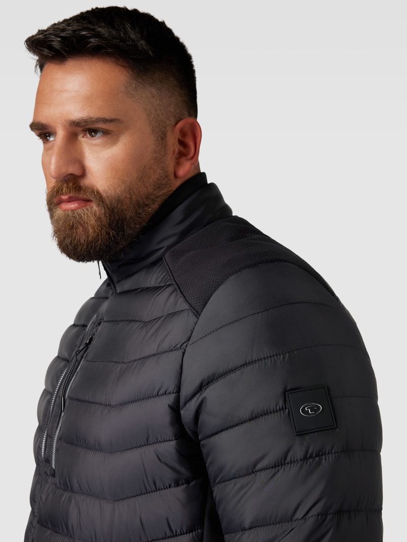 PLUS SIZE Steppjacke mit Stehkragen Modell 'Hybrid' in schwarz