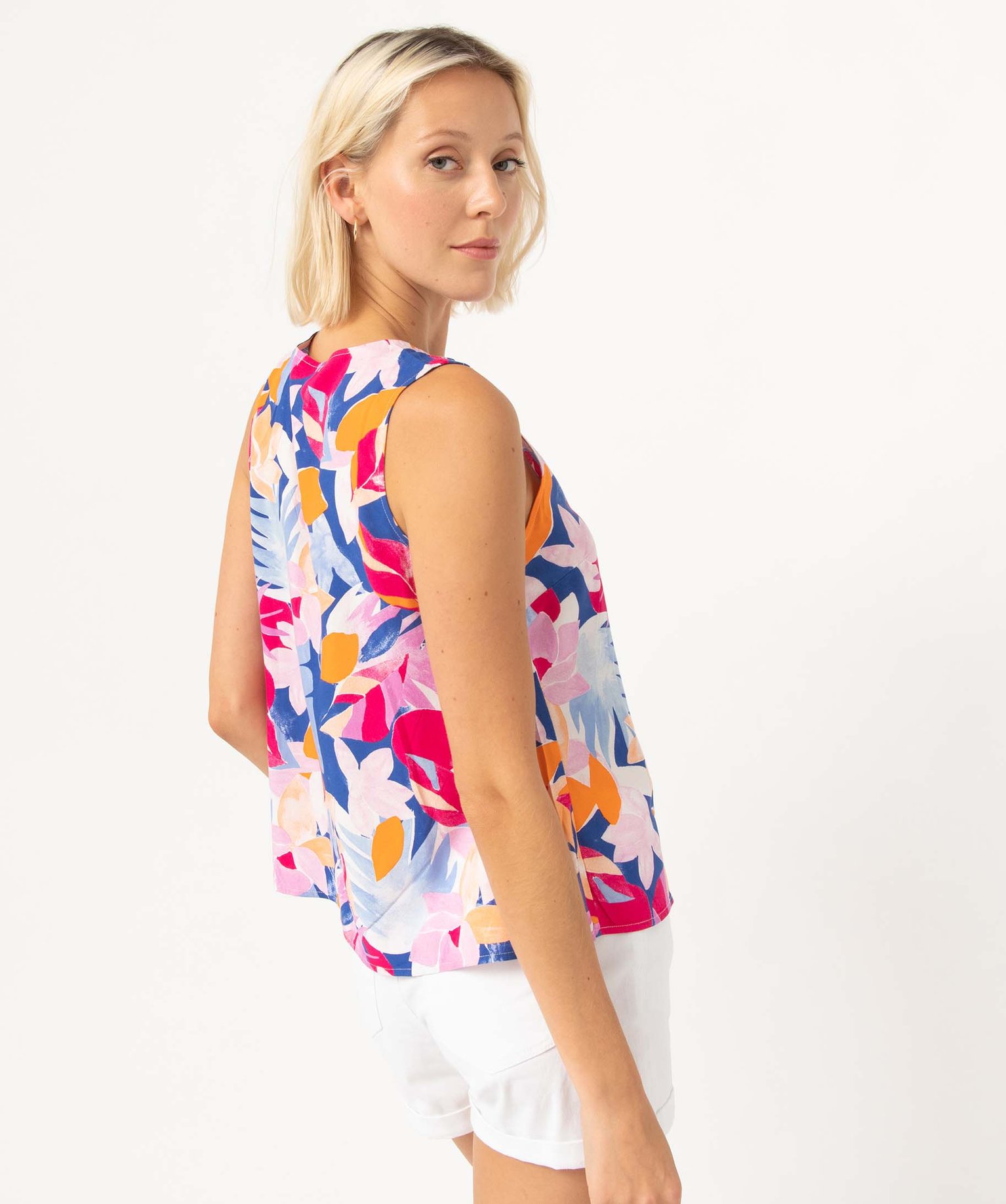 Chemise femme sans manches à motifs exotiques imprime | GEMO