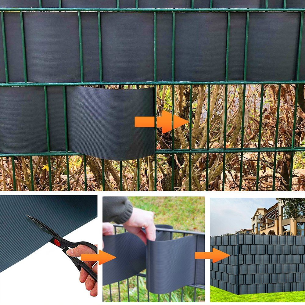 Mucola Sichtschutzstreifen Sichtschutz 10X PVC Sichtschutzstreifen Zaunfolie Windschutz Garten, (10er Set), Hart PVC