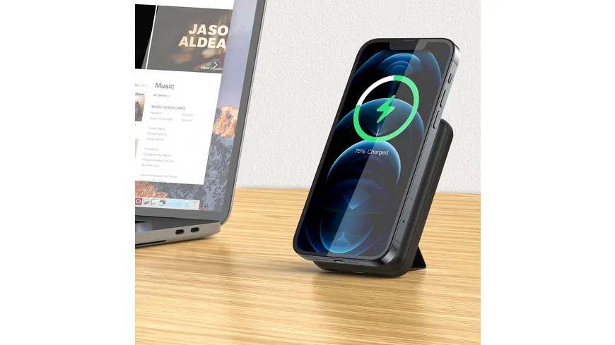 XLayer MagFix Pro 2-in-1 Powerbank mit Standfuß 5.000 mAh Schwarz