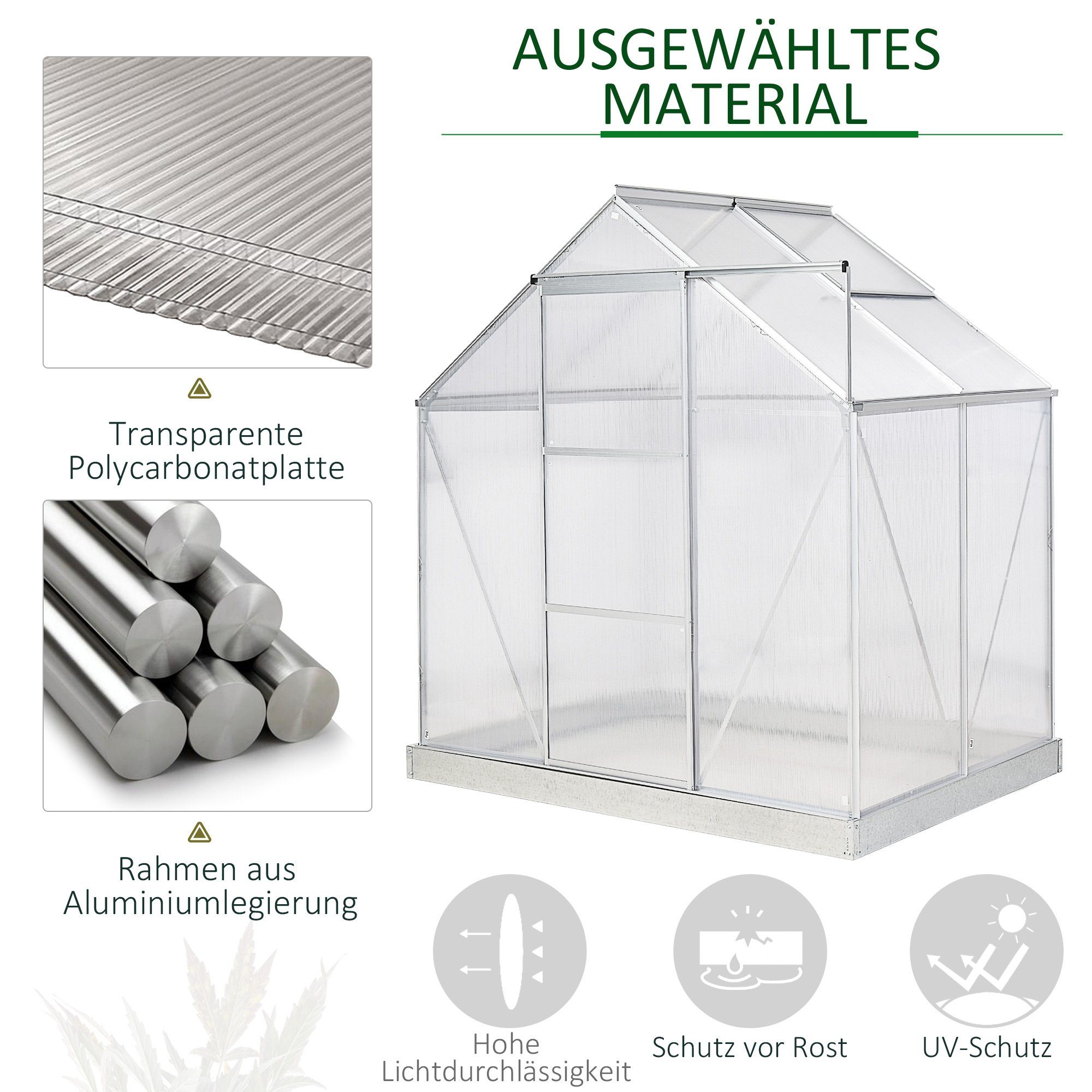 Outsunny Gewächshaus Gewächshaus mit Alu-Gestell