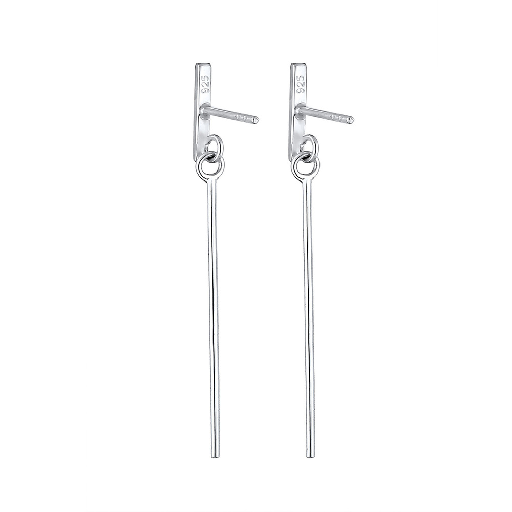 Elli Elli Boucles d'Oreilles Geo Rechteck Trend Minimal 925 Sterling Silber Boucles d'oreilles
