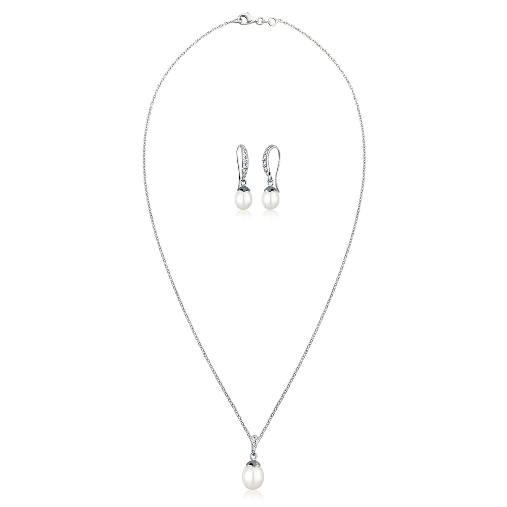 Elli Elli by Julie & Grace Ensemble de Bijoux Classique Perles d'eau Douce Cristaux En Bijoux