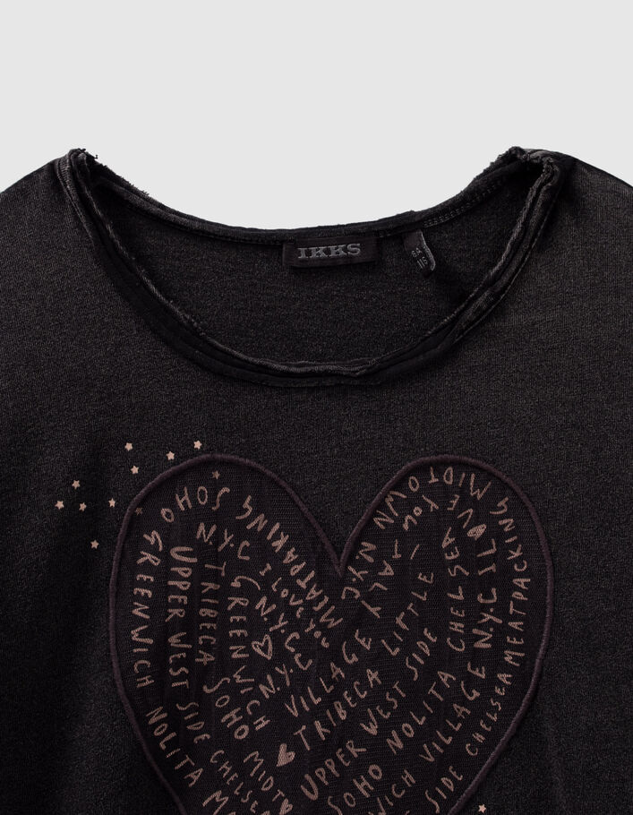 T-shirt gris mix matières avec tulle fille