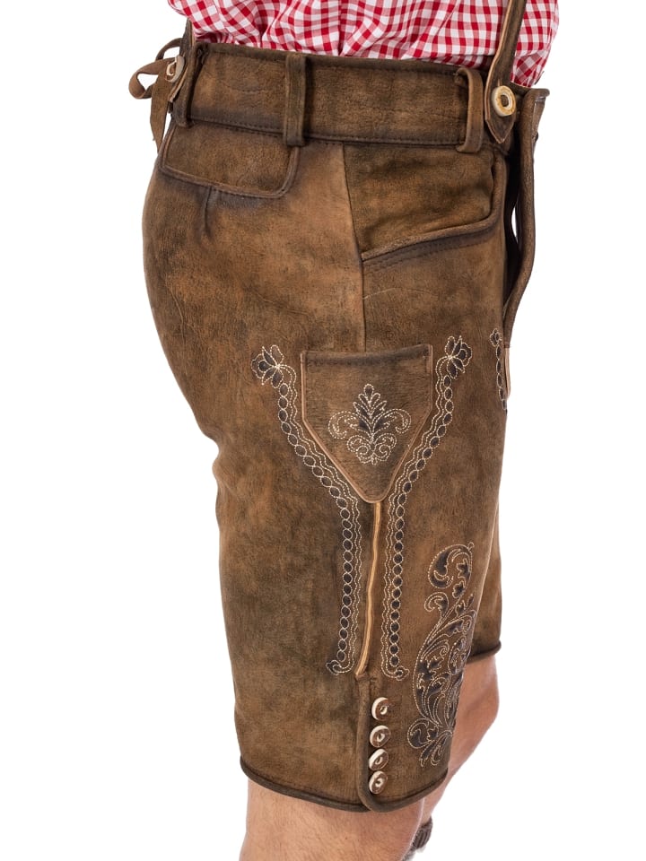 Gwandler Lederhose LUDWIG-gespeckt in braun günstig kaufen