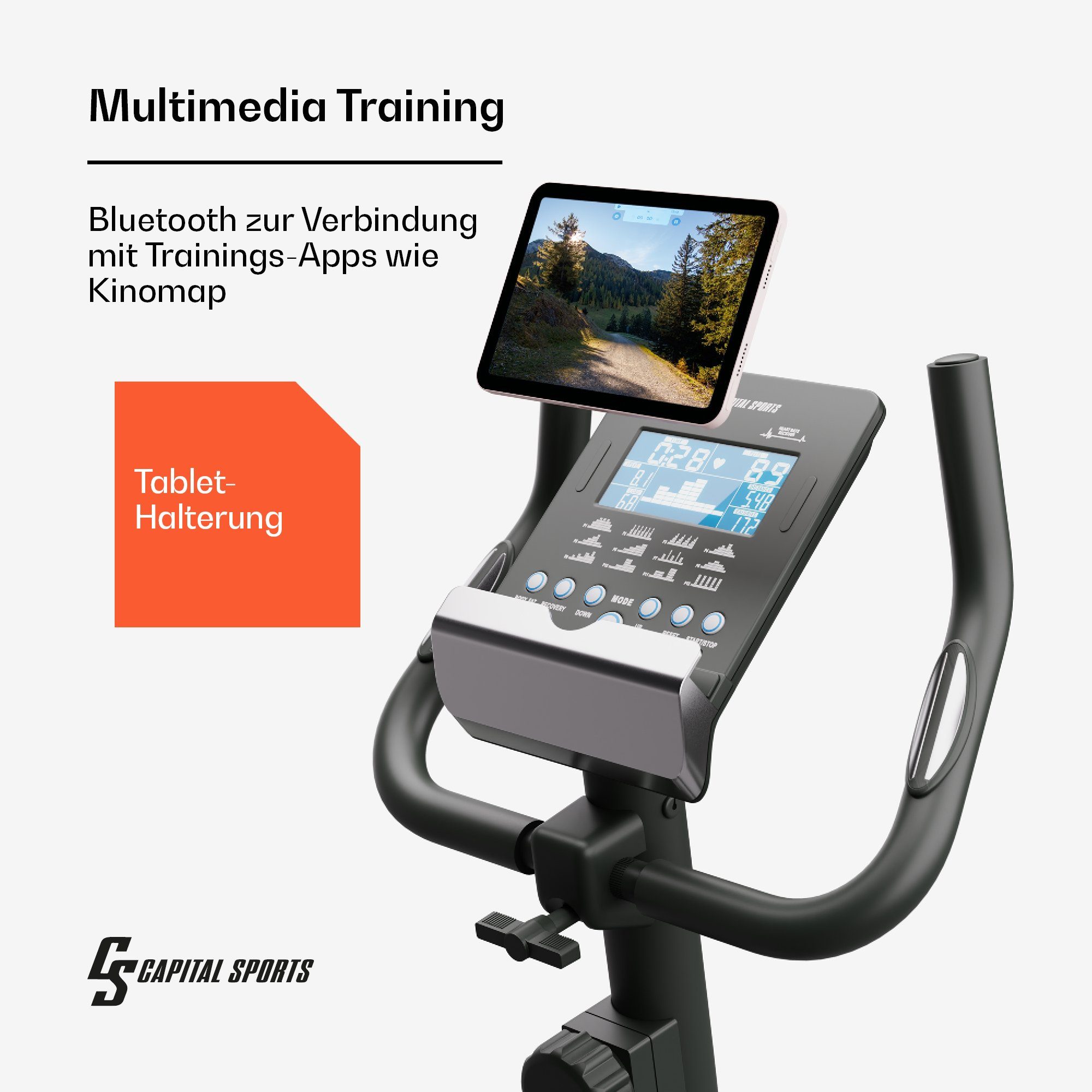 Capital Sports Crosstrainer Helios Cardiobike Heimtrainer (Trainingscomputer mit 12 Programmen), Standfahrrad Hometrainer Cardio Trainingsgerät Ausdauertraining Fitnes