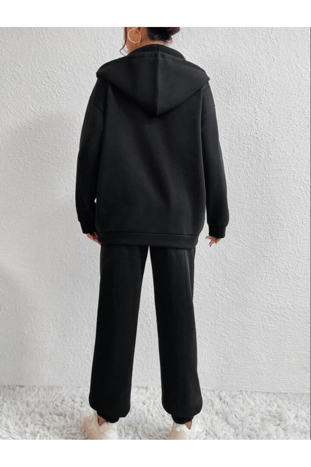 Know  Schwarzes Sierra Nevada-Trainingsanzug-Set mit Cardigan-Jogger-Übergröße für Damen in Schwarz