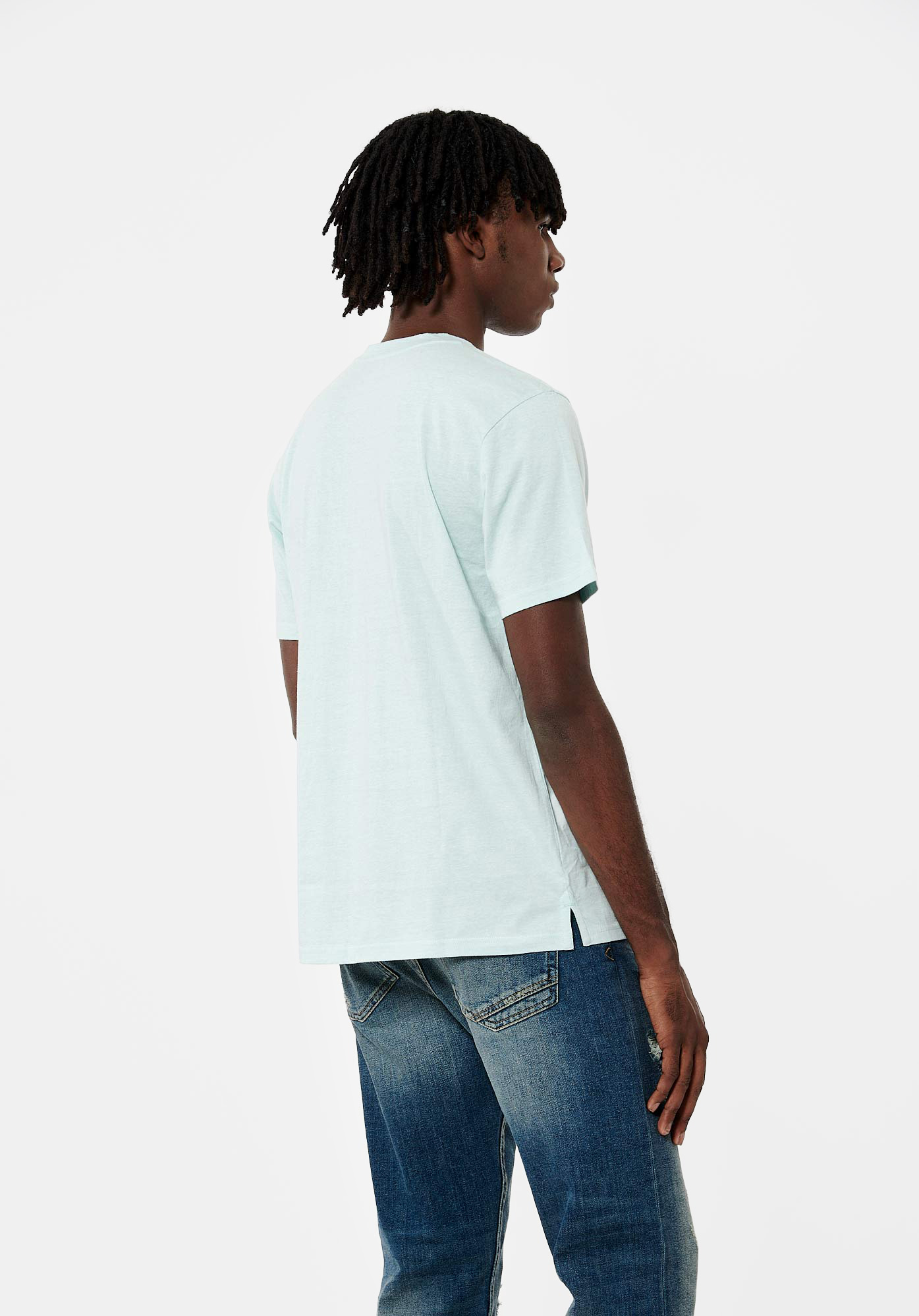 SAVE   T-shirt bleu chiné Homme en 100% coton
