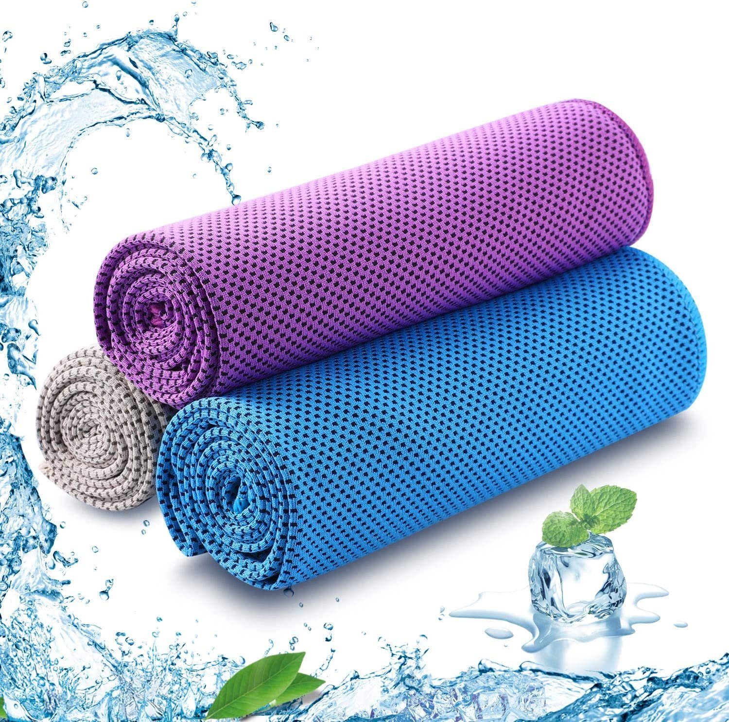 Devenirriche Sporthandtuch Cooling Towel für Fitness 3pcs,Mikrofaser Handtuch/Cooling,30*90cm
