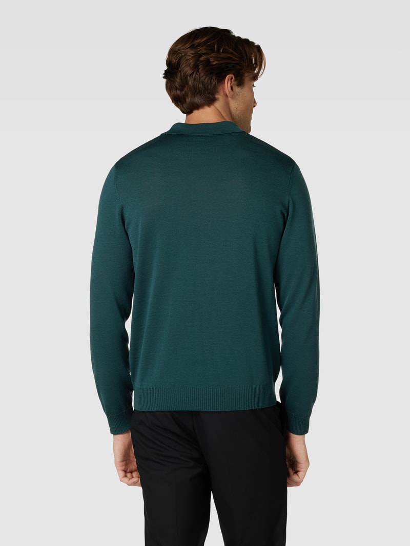 Strickpullover mit kurzem Reißverschluss Modell 'POLO ZIP' in bottle
