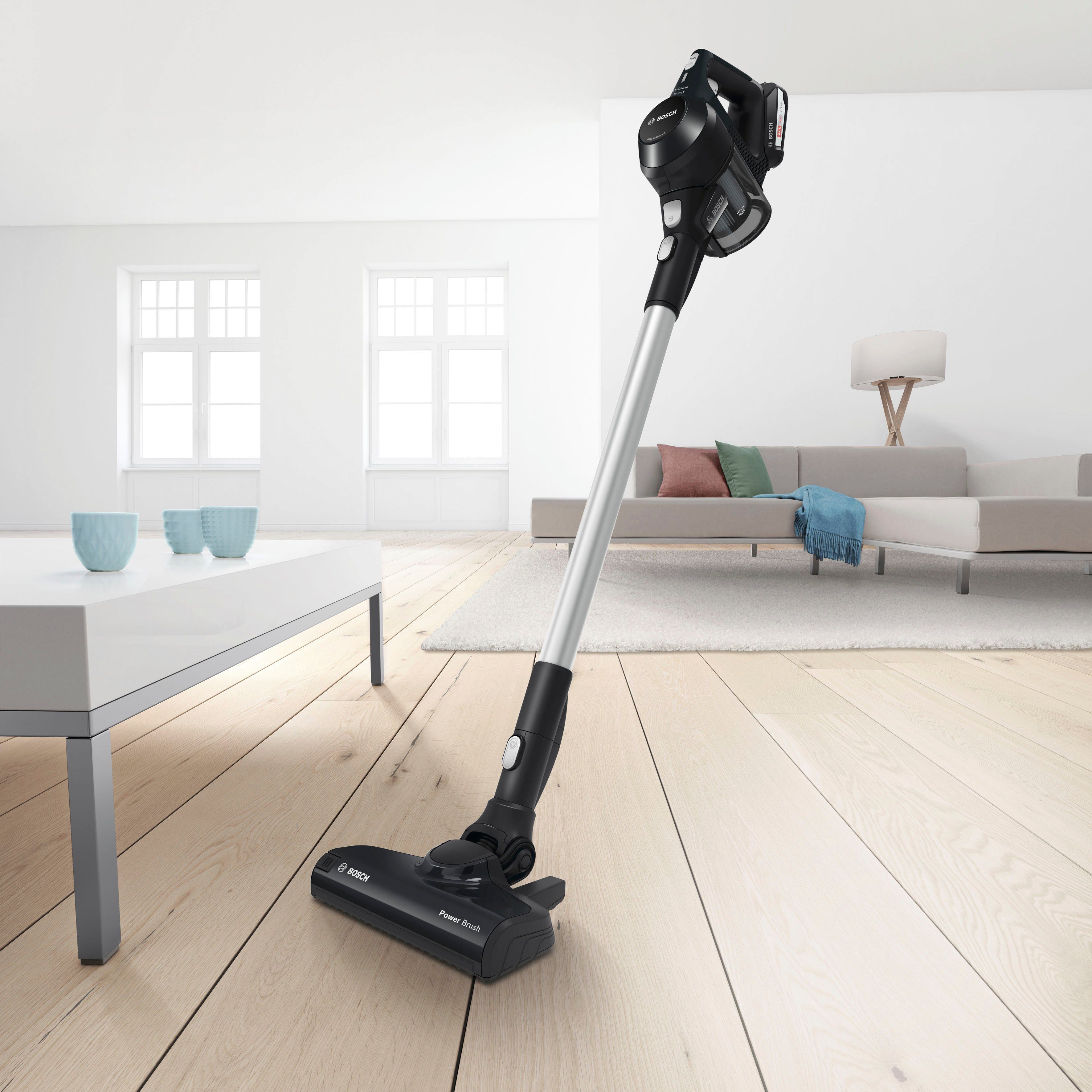 BOSCH Akku-Hand-und Stielstaubsauger Unlimited Serie 6 BLS612BLCK, beutellos, inkl. 2 Akkus, Hygiene-Filter, alle Bodenartenlange lange Laufzeit